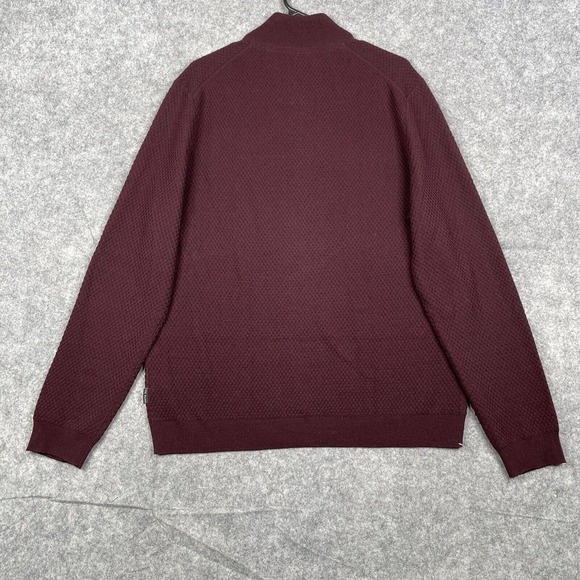 Ted Baker Men's Size 6 Maroon 1/4 Zip Waffle Knit Sweater Jumper Pullover Preppy - Picture 9 of 9